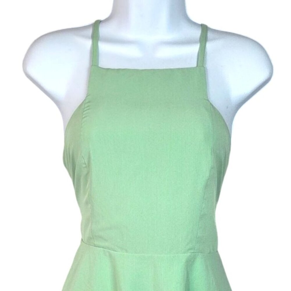 Lulus Mint Green Halter Front Cutout Back Skater Dress Size M - Picture 2 of 6